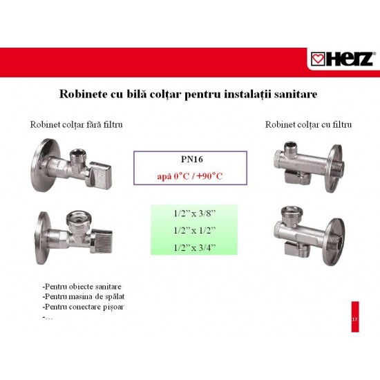 Imagine Robinet coltar cu filtru, pentru apa Herz 1/2 Imagine sugestiva Robinet coltar cu filtru, pentru apa Herz 1/2