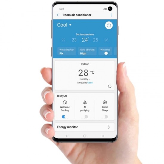 Aparat aer conditionat Samsung WindFree Comfort, 12000 BTU, A++/A+, R32, Inverter, filtru Easy Filter Plus, AI Auto Confort, Wi-Fi