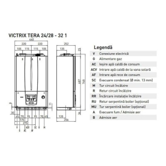Centrala termica in condensare Immergas Victrix Tera 24 Plus - 24 kW, doar incalzire