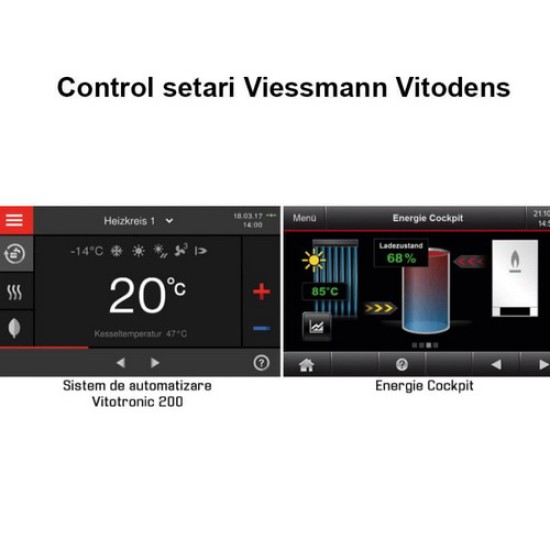 Centrala termica in condensare Viessmann Vitodens 200-W B2HE 25 kW, cu afisaj tactil color 3.5" doar incalzire